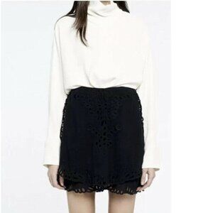 IRO Carina Eyelet Black Embroidered Mini Skirt 34